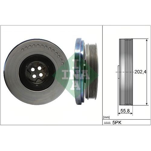 INA Riemenscheibe, Kurbelwelle 202mm für MERCEDES-BENZ 6540300003 A6540300003 544 0603 10