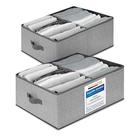 TOPP4u Large Storage Boxes, 50 x 40 x 20 cm, Set of 2, Large Storage Basket, Foldable Storage Basket, Wardrobe Organiser, Clothes Boxes, Wardrobe Boxes, Fabric Boxes, Grey/Beige