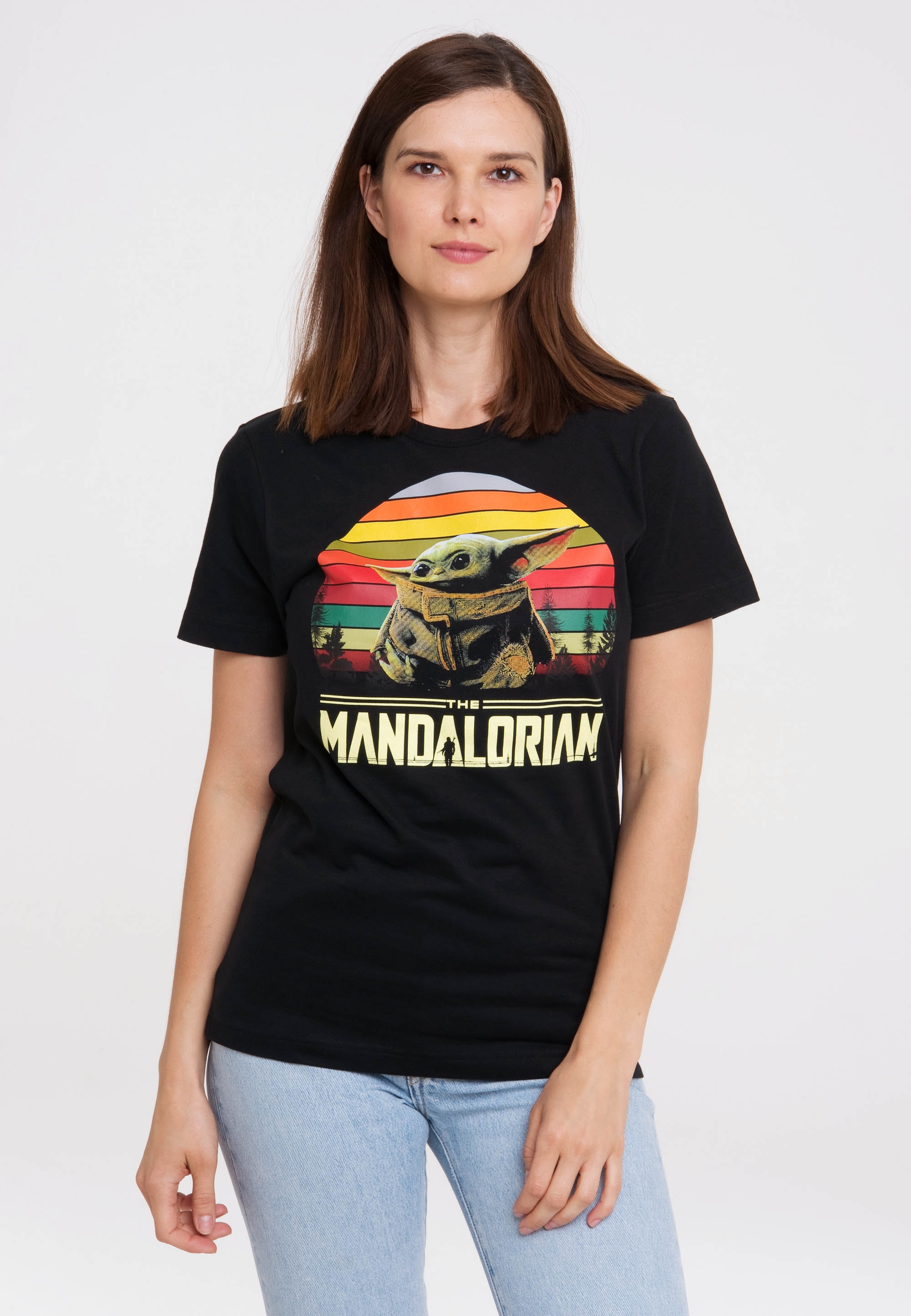 T-Shirt LOGOSHIRT "Star Wars - Baby Yoda", Damen, Gr. 3XL, schwarz, 100% Baumwolle, bedruckt, normal, Rundhals, Shirts T-Shirt, mit lizenziertem Print