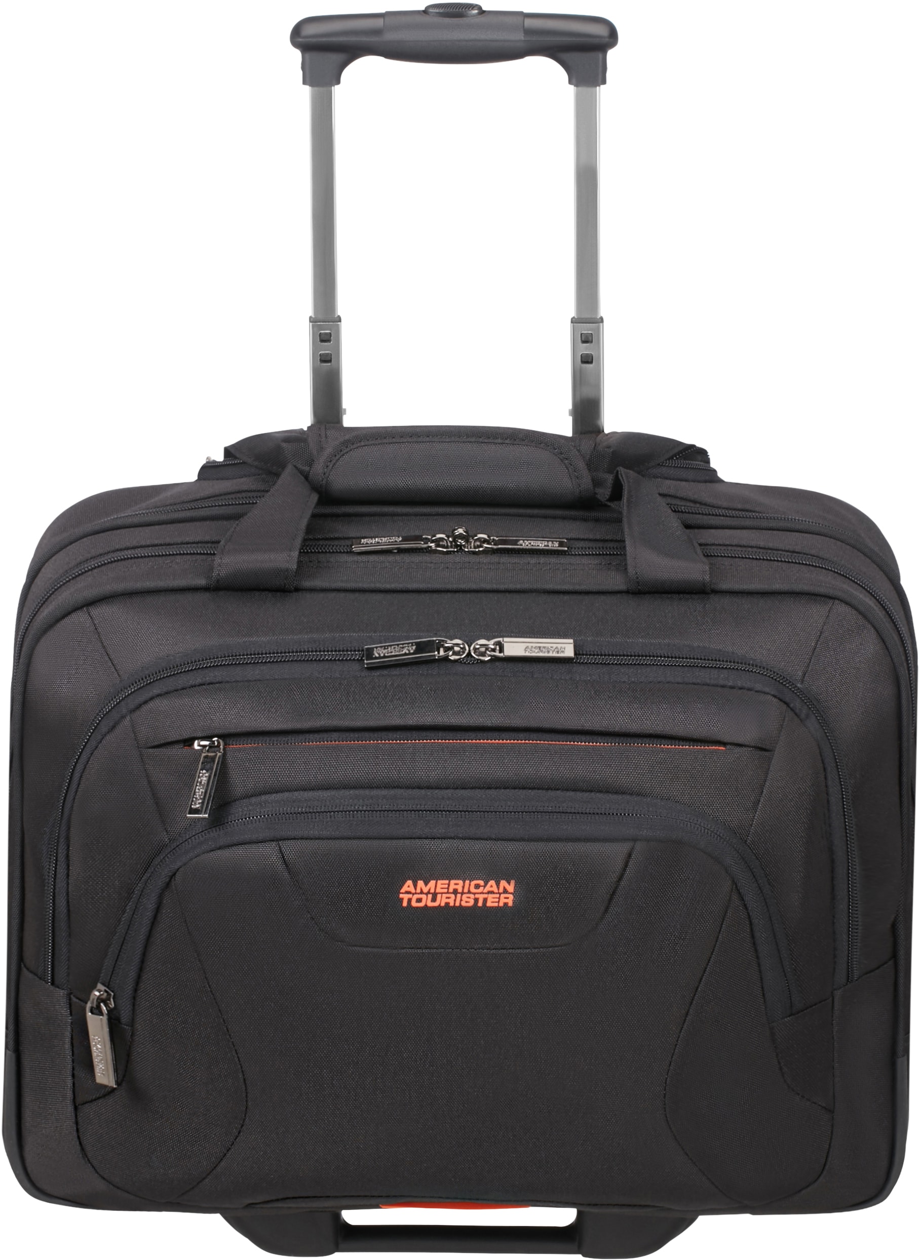 Businesstasche AMERICAN TOURISTER "AT WORK", Gr. B/H/T: 44cm x 38cm x 23cm, orange (schwarz, orange), Polyester, Taschen, Handgepäck Trolley Reisetasche15,6-Zoll Laptop-10,5-Zoll Tabletfach Image