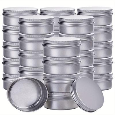 TEMU 30-pack 1 Oz Metal Tin Jars With Screw Lid - Unscented Aluminum Round Containers For Lip Balm, Creams & Cosmetics - Refillable & Portable Storage Bottles