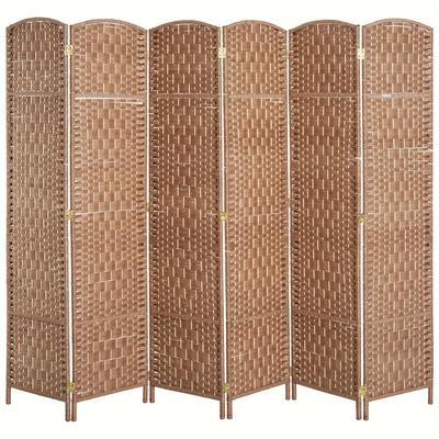 TEMU Room Divider 6 Panels Folding Privacy Screen 6ft Tall Portable Wicker Weave Partition Wall Divider For Bedroom Home Office