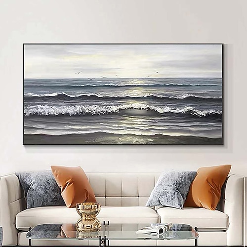 handgemachtes großes Leinwandgemälde handgemalt strukturierte Strand- und Meereslandschaft Leinwand Öl Original Raumdekor benutzerdefinierte Impasto Sonne Acryl Wandkunst kein Rahmen Image