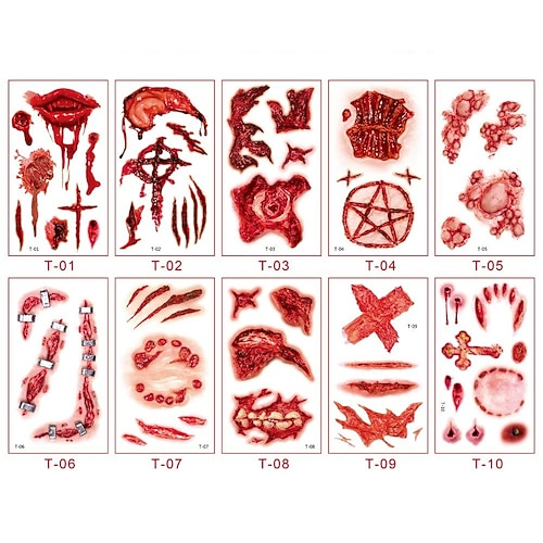 10 Blatt Halloween-Tattoo-Aufkleber, wasserfeste temporäre Halloween-Tattoos für Kinder, süße Kürbis-/Skelett-/Geister-Tattoos, Halloween-Partygeschenke für Kinder und Erwachsene Image