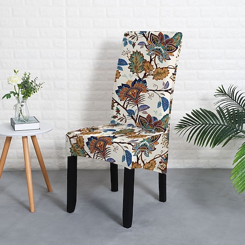 Gitter bedruckte Esszimmerstuhlbezüge, Stretch-Stuhlbezug Stuhlhussen, Spandex-Stuhlschutzbezüge mit hoher Rückenlehne Sitzbezug mit Gummiband für Esszimmer, Hochzeit, Zeremonie, Bankett Image