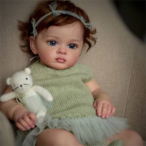 24 Zoll Reborn Baby Puppe Reborn Puppe Tutti Kleinkindermädchen mit Genesis-Farbe Hochwertige 3D-Haut mehrschichtige Malerei sichtbare Venen Weihnachtsgeschenk