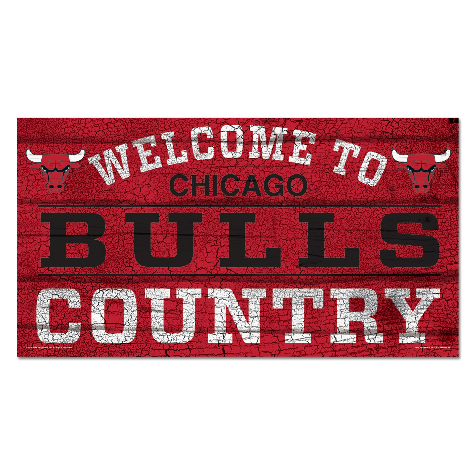 Panneau en bois Bienvenue sur Chicago Bulls - 13x24 pouces - No Gender Taille: One Size Only