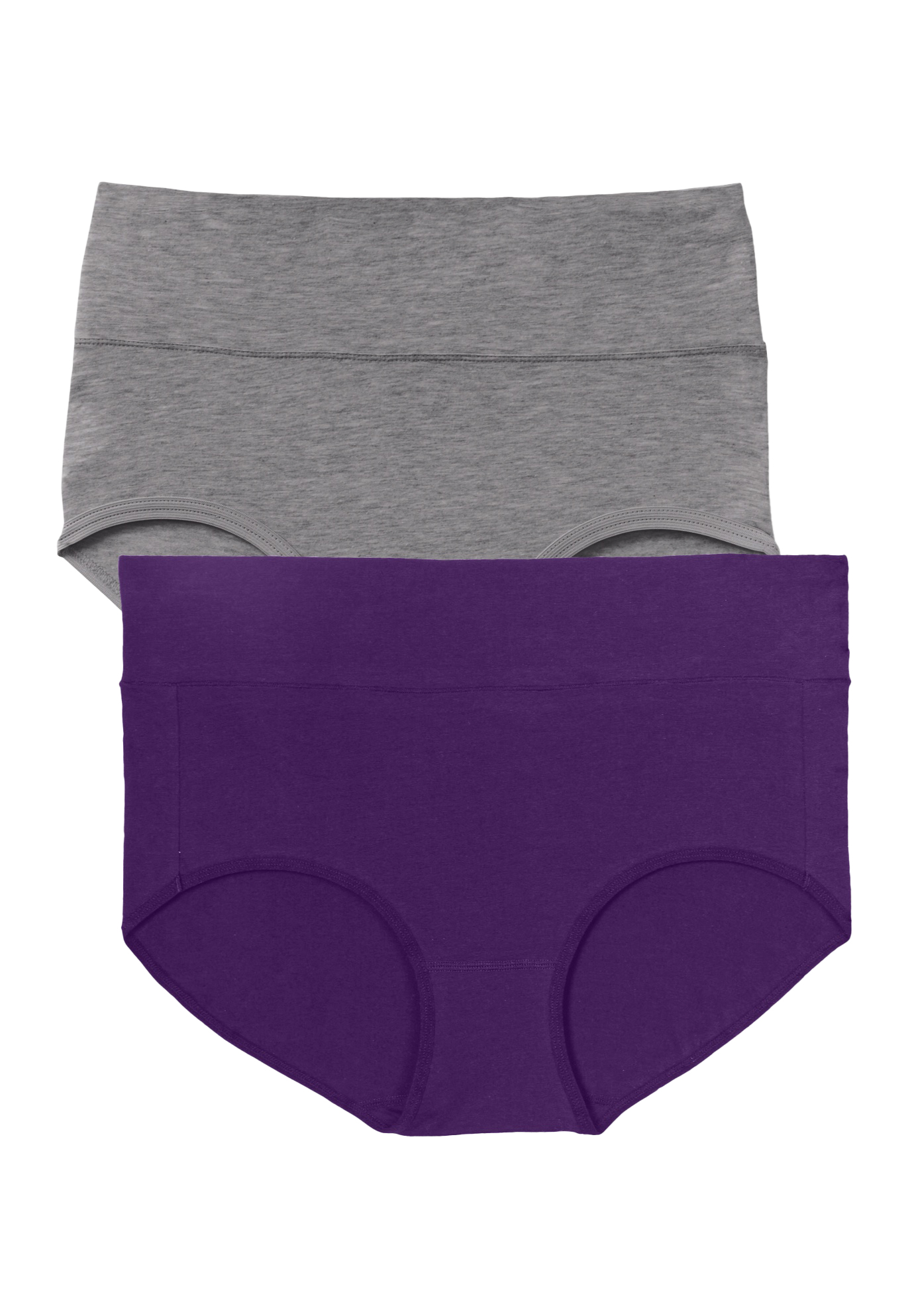Plus Size Women's Cotton Spandex Comfort Waist Brief 2-Pack by Comfort Choice in Rich Violet (Size 10)