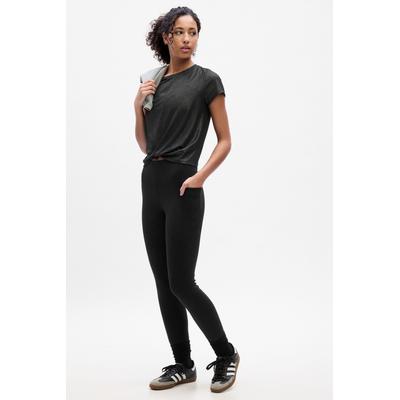 Gap Womens Black Cool Dry Twist Front Short Sleeve Crew Neck T-Shirt - Black