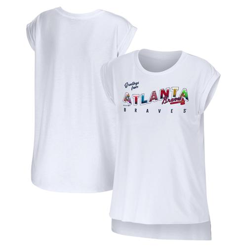 Damenbekleidung von Erin Andrews Weiße Atlanta Braves-Grüße vom T-Shirt