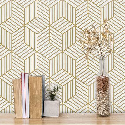 TEMU 1 Roll Minimalism Style Geometric Line Pattern Wallpaper, Waterproof Self-adhesive Contact Paper For Living Room, Kitchen, Bedroom, Home And Dormitory Furniture Decoration