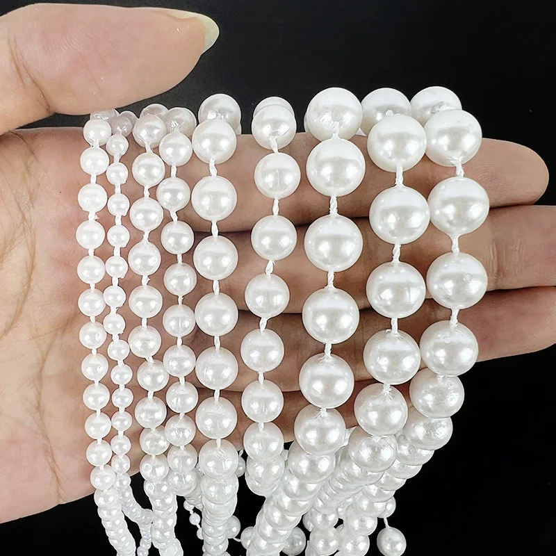 Guirxiété de Perles Rondes en ABS de 3 Mètres, Accessoire de Bricolage pour Décoration de ixde Mariage, Bijoux de Bureau