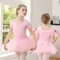 Body per balletto per ragazze con gonna abito da ballo Bowknot bambini manica lunga ginnastica Swan Lake Dress tute da ginnastica in cotone rosa