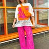 Harajuku lässig orange Kombination Grafik T-Shirts Streetwear Gothic Kleidung alle Baumwolle übergroße y2k Tops Goth Frauen Kleidung