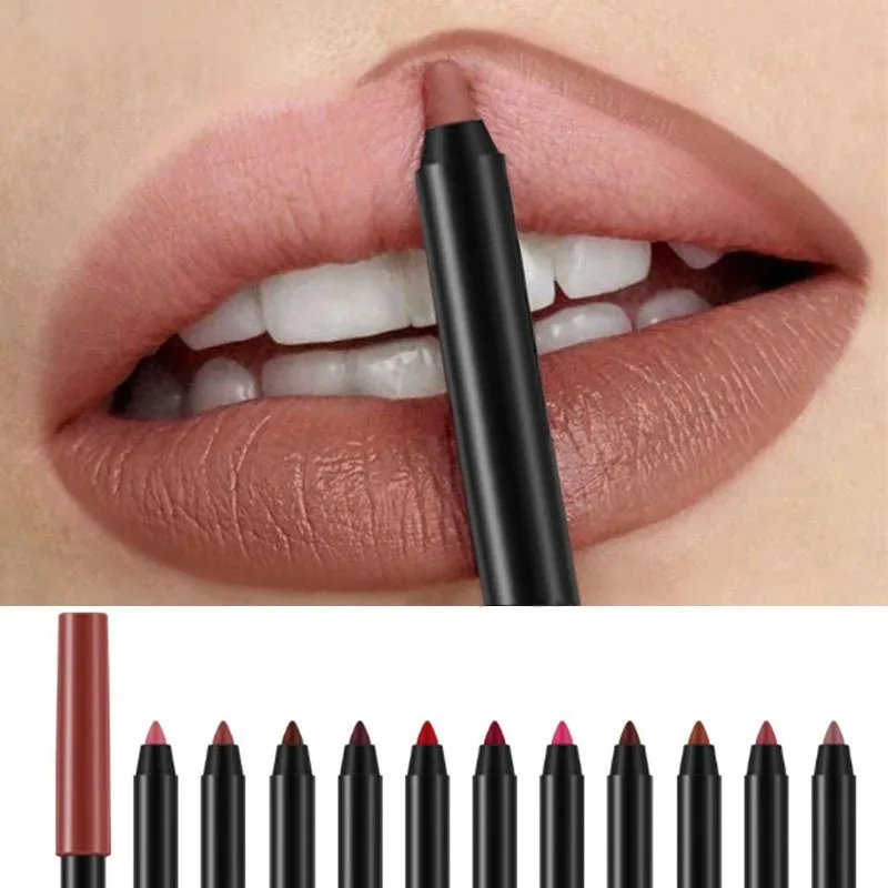 Matter Lippenstiftstift, nackt, rosa, matt, fester Lipgloss, wasserdicht, langlebig, Lippenstift, Bleistift, Lipliner, Stift, Lippen-Make-up Image