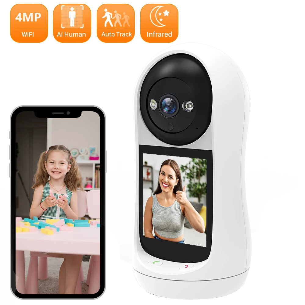 4mp 2k Indoor Baby Haustier Monitor Wifi Überwachungs kamera Sicherheits schutz IP drahtlose Kamera icsee Smart Home Tracking Image