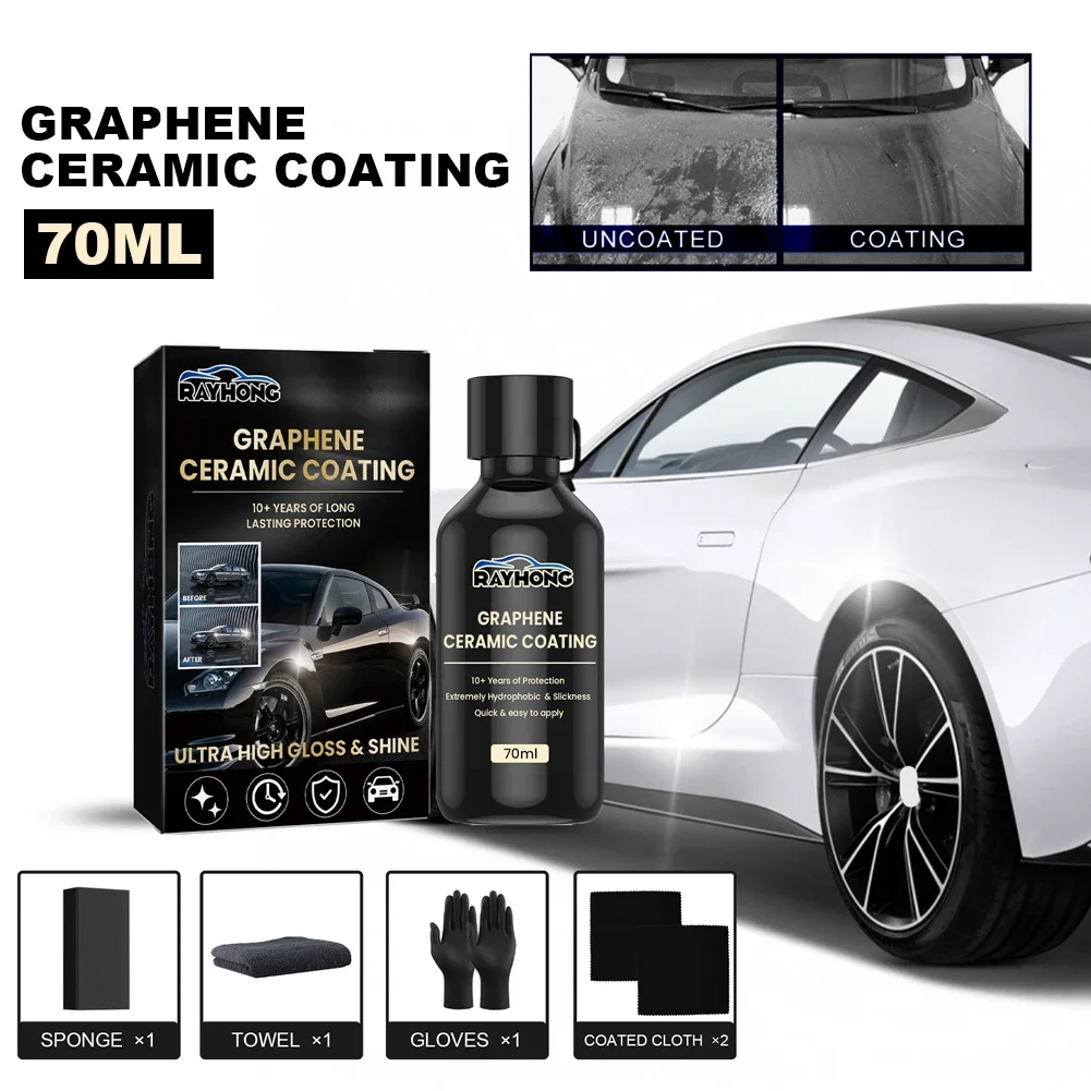 Kfz-Graphen-Keramikbeschichtung, 70 ml, Nano-Keramik-Beschichtung, Graphen, wasserdicht, superhydrophobe Wartungsflüssigkeitsbeschichtung Image