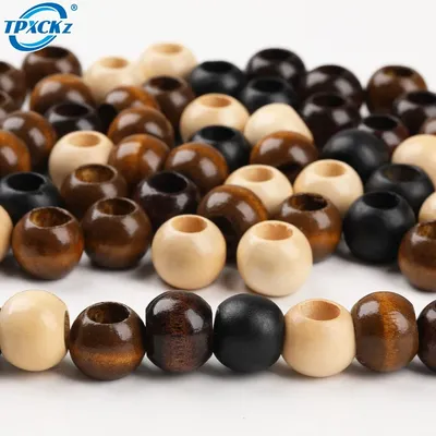 100PCS 5MM Maple Wood Beads Large Hole For DIY Jewelry Packaging Garment Accessories Crafting With