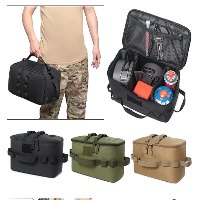 Outdoor Camping Lagerung Tasche Korb Gasherd Kanister Topf Tragen Tasche Sack Picknick Tasche Kochgeschirr Utensilien Organizer Image