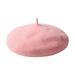 Baby Beanies Kids Autumn and Winter Vintage Solid Color Warm Beret Pumpkin Hat Plush Woolen Beret Pink