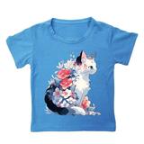 XYIJANI Tshirts Girls Summer Loose Casual Trendy Cute Cat Printed Short Sleeve T Shirt Top Tops (Blue 90)