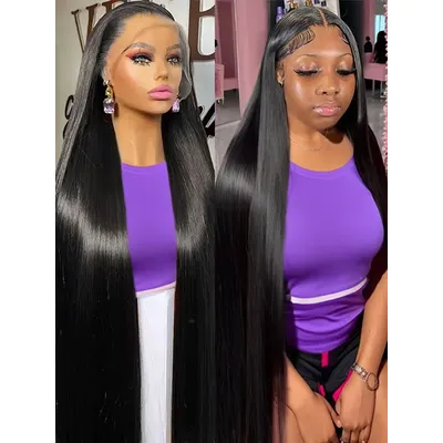 40 44 Inch Bone Straight 13x6 13x4 Lace Front Human Hair Wigs Brazilian HD 360 Lace Front Human Hair Wigs For Women
