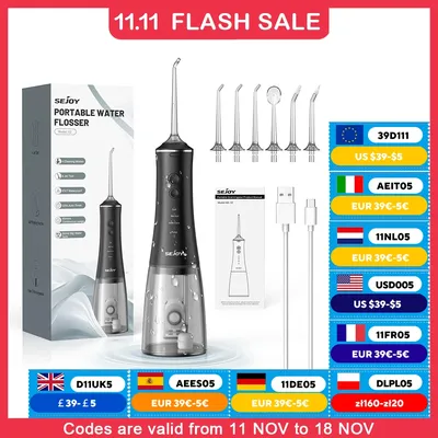 Sejoy Dental Oral Irrigator Water Flosser Thread Teeth Pick Mouth Washing Machine 4 Nozzels 4 Modes