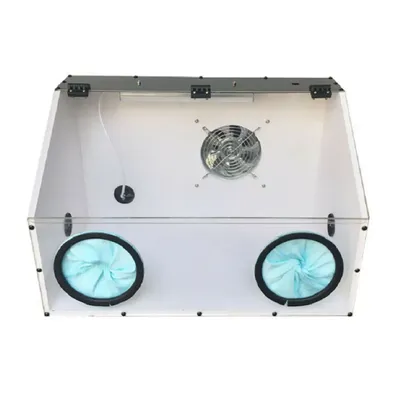 Fully Enclosed Electric Grinding Polisher 2 Holes Acrylic Dust Box w/LED Light