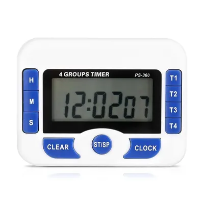 Multifunctional LCD Digital Kitchen Timer with Stand - 4 Group Countdown Alarm Clock for Cooking &