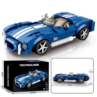 Roadster Race Car Building Block Set, Speed Cobra Sports Car Advanced Collector's Car Model, Home