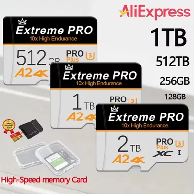 Micro TF SD Card 128GB 256GB Class 10 A2 High Speed Memory Card U3 4K 512GB TF Flash Card 1TB for