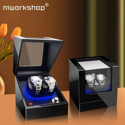 1pc Niworkshop Watch Winder for Automatic Watches, 2 Slots Storage Case with Super Quiet Motor, 4