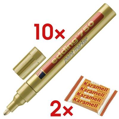 Edding 10x Lackmarker »750« inkl. 2x Kaubonbons »Karamell Riesen« gold Image