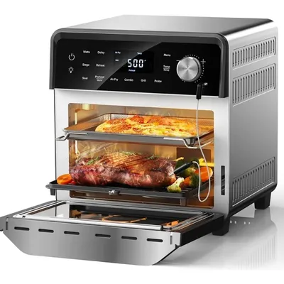 ENGLISH Pro-Smart Grill, Plug-In Grill, Oven & Air Fryer, 550°F Preheat, TRUE Char & Flavor of