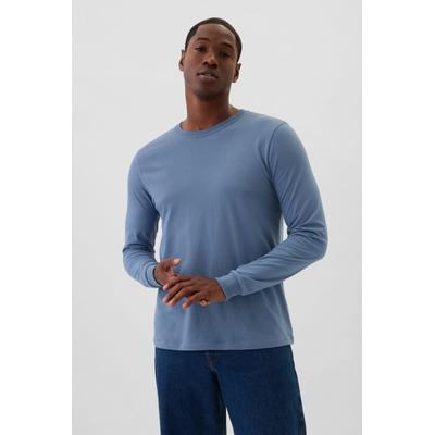 Gap Mens Blue Long Sleeve Everyday 100% Cotton Crew Neck T-Shirt - Blue