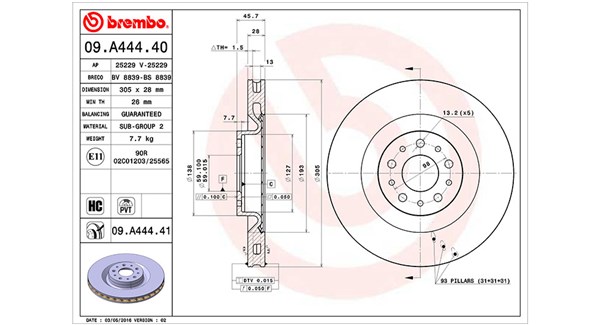 MAGNETI MARELLI Bremsscheibe 360406106800 vorne rechts links innenbelüftet-Belüftung mit tropfenförmigen Flügeln Ø305mm 305mm für FIAT VAUXHALL OPEL 5 Image