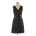 J.Crew Factory Store Casual Dress - A-Line V Neck Sleeveless: Black Polka Dots Dresses - Women's Size 0