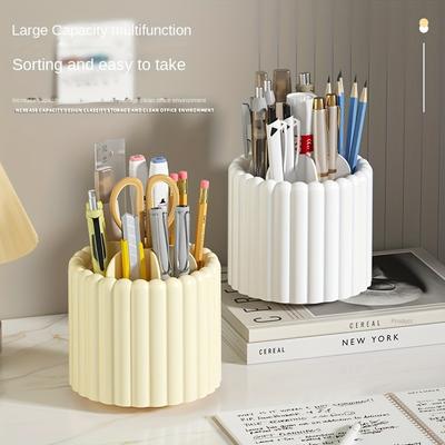 TEMU 1pc/2pcs Pen Holder For Desk, Pencil Holder, 5 Slots 360° Degree Rotating Desk Organizer Accessories, Cute Pen Cup Pot For Office, School Home, Art Supplies