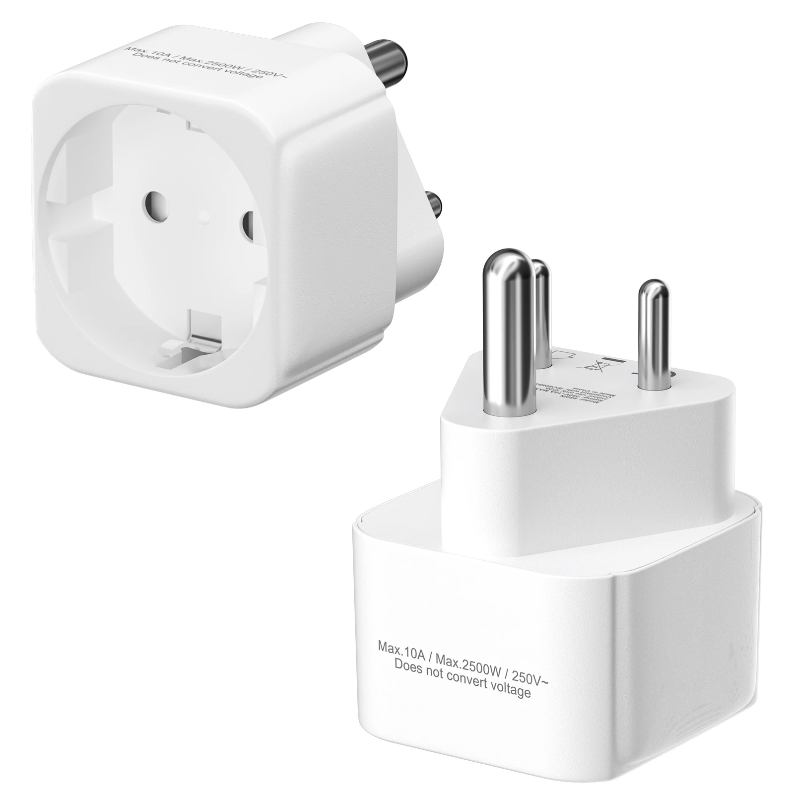 2-delige EU naar India reisstekkeradapter Universele stroomconverter 3-pins ronde AC-adapterstekker D-type voor Sri Lanka, Nepal, Congo Image