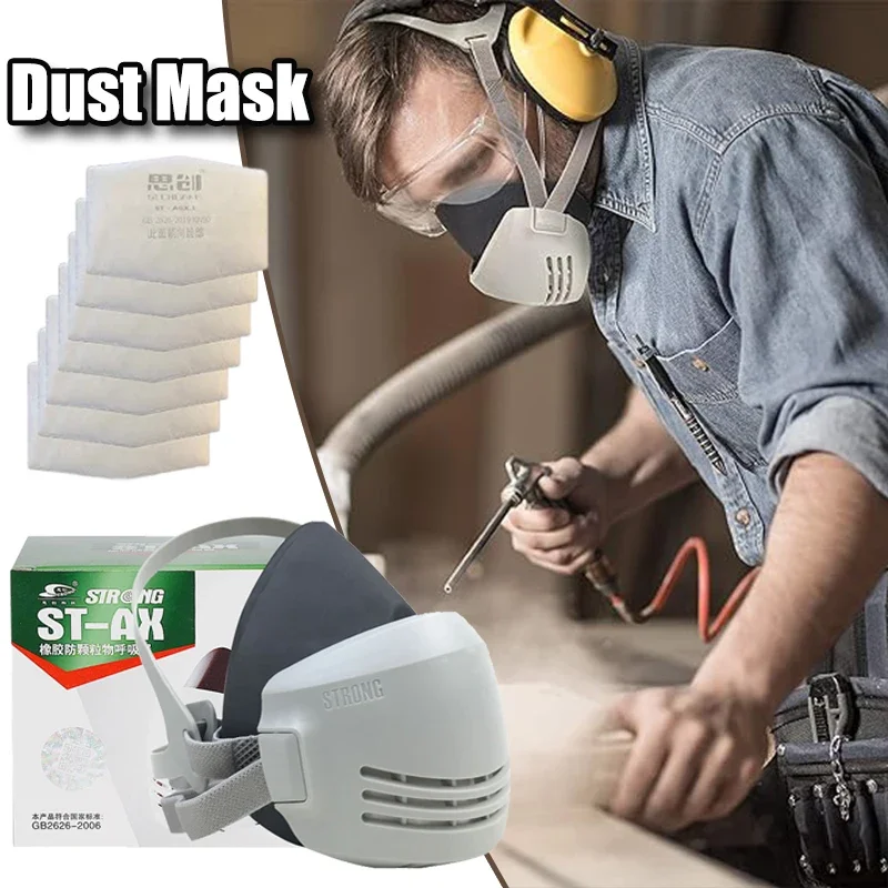 Industries taub maske wieder verwendbar mit Filter Baumwoll staub Atemschutz maske Halb gesicht Industrie bau Anti-Smog-Sicherheits gasmaske Image