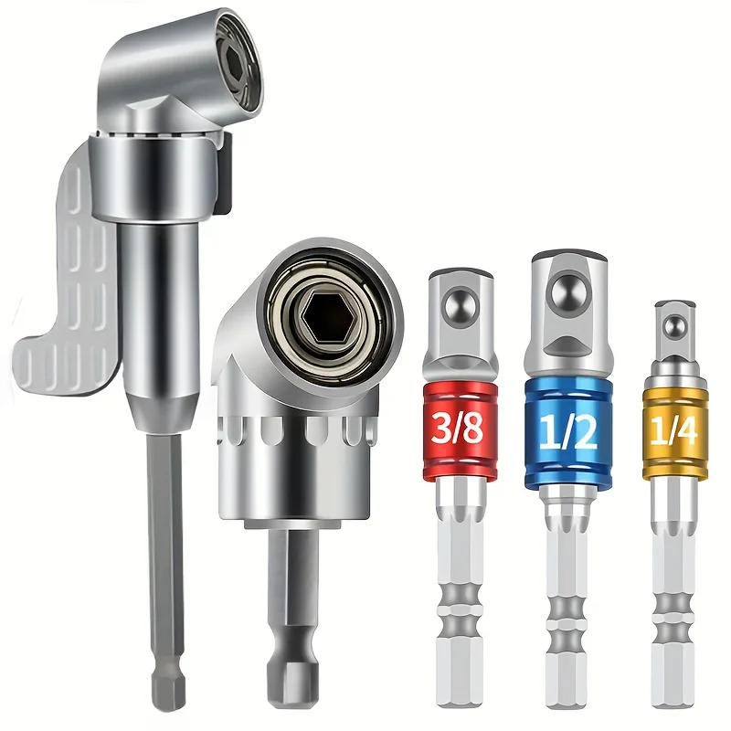 Rechtwinkliger Bohrer adapter, Sechs kant griff Schrauben dreher Bohrer Elektro bohrer Zubehör, 1/4 Zoll flexible Erweiterung Image