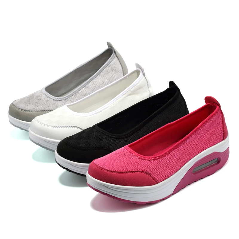 Frauen Plattform Turnschuhe 2021 Neue Mode Frauen Casual Büro Schuhe Keile Schaukel Schuhe Dicke Sohle Große Größe 42 Krankenschwester Arbeit Schuhe