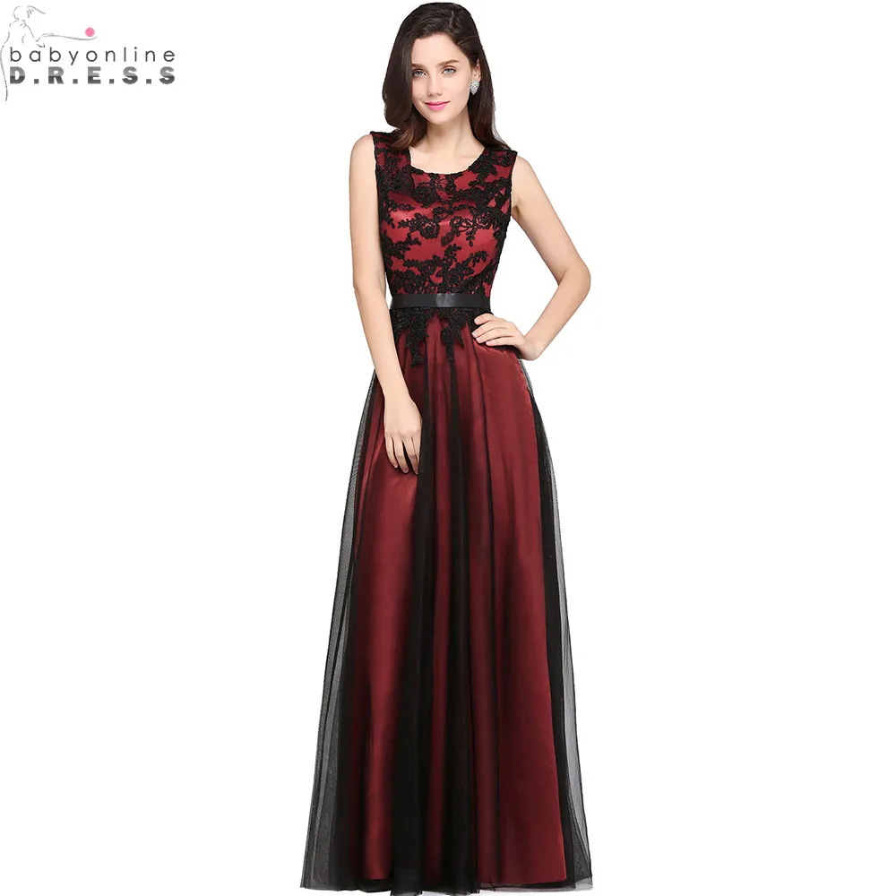 Elegante schwarze Spitze rote Abendkleider lange Applikationen Chiffon mit Schärpen rosa grün burgunder formale Ballkleid vestido de fiesta