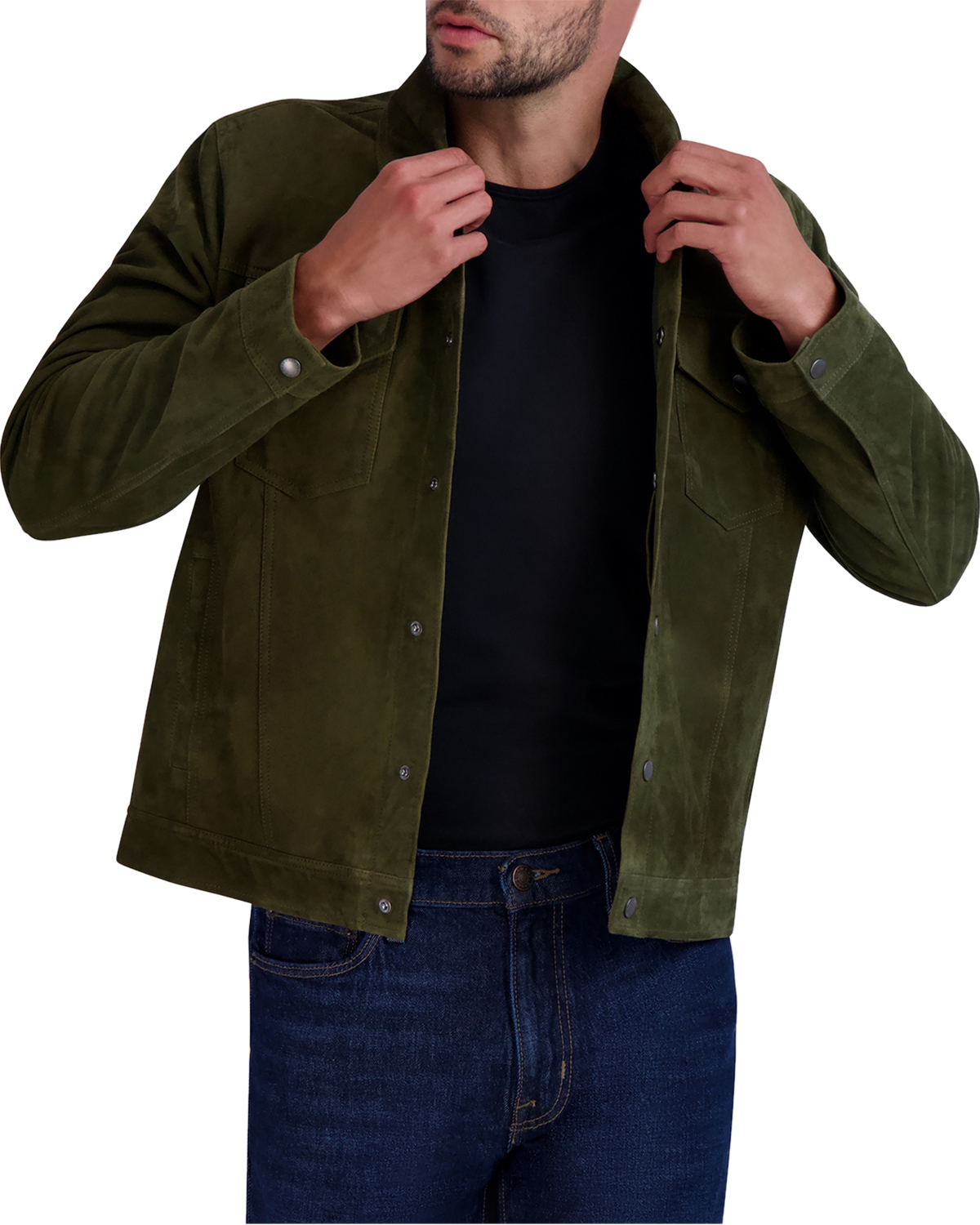 Cole Haan Suede Trucker Jacket - Green