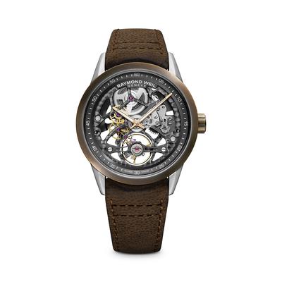 Raymond Weil Freelancer Skeleton Watch, 42mm - Gray/Brown