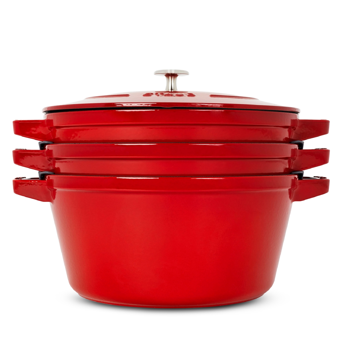 Staub 4 Pc. Stackable Enameled Cast Iron Set - Red