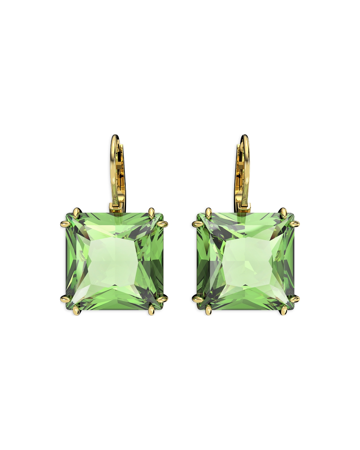 Swarovski Millenia Green Square Crystal Drop Earrings in Gold Tone - Green/Gold