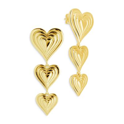 Sterling Forever Beating Heart Drop Earrings in 14K Gold Plated - Gold