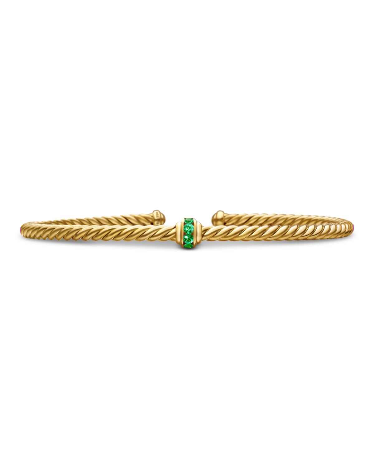 David Yurman 18K Yellow Gold Cable Classics Pave Center Station Bracelet - Emerald