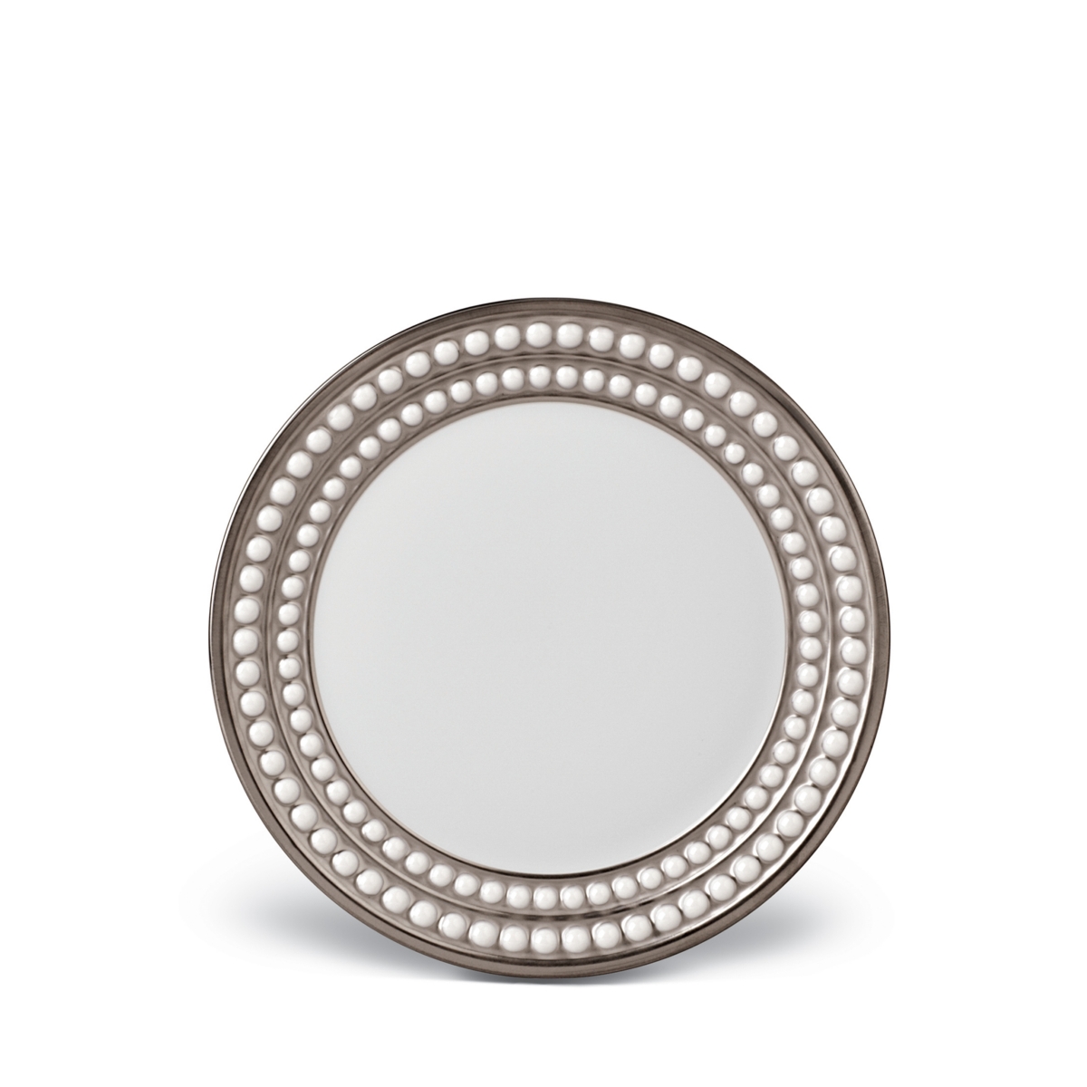 L'Objet Perlee Platinum Bread & Butter Plate - Platinum and White